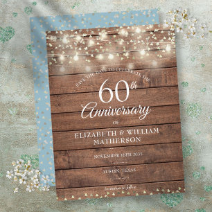 60. Jubiläums-Lichterkette Holz Save-the-Date Ankündigungspostkarte