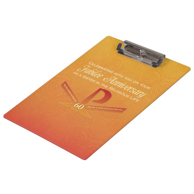 60. Jubiläumsjahr Nun Pax Cross, Orange Klemmbrett (Schrägansicht)