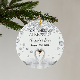 60. Karo Hochzeitstag Weiße Schwäne Keramik Ornament