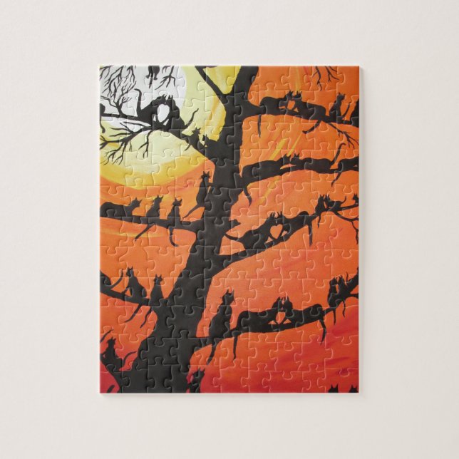 60 Katzen im Liebe-Baum Puzzle (Vertikal)