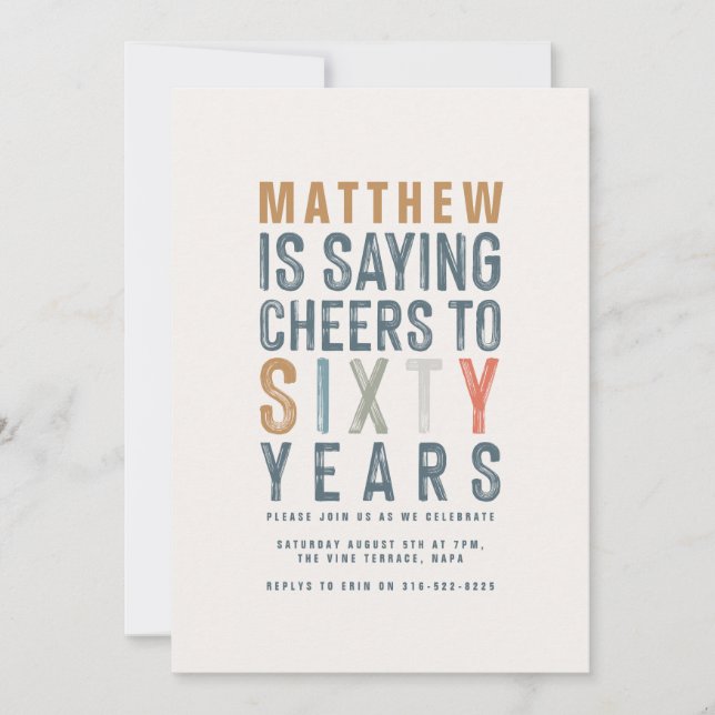 60. Klasse farbenfrohe Beifall bis 60 Jahre Geburt (Vorderseite)