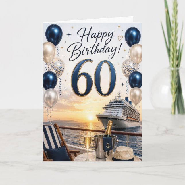 60. Kreuzfahrt-Geburtstag Karte (Vorderseite)