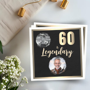 60 & Legendary 2 Fotos 60. Geburtstag Gold Serviette