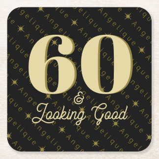 60 & Looking Good Gold Geburtstag Rechteckiger Pappuntersetzer