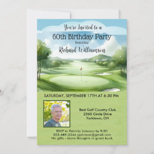 60. Männer-Geburtstagsfeier Foto Golf  Einladung