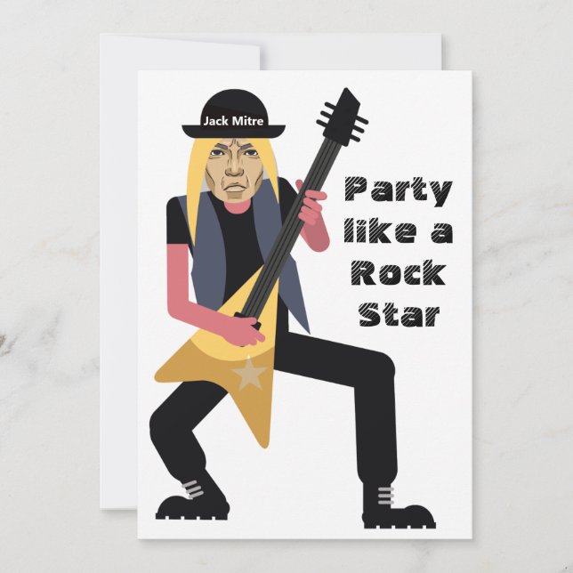 60. Mens 🎸 🤣 Rockstar Birthday Gitarre Funky Fun Einladung (Vorderseite)