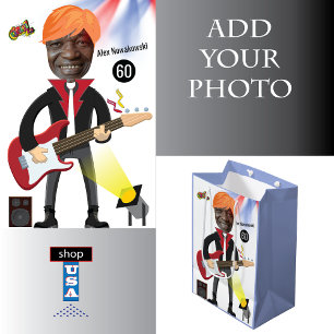 60. Mens 🎸 🤣 Rockstar Birthday Gitarre Funky Fun Mittlere Geschenktüte