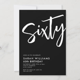60 Moderne Schwarz und Weiß 60. Geburtstag Einladung