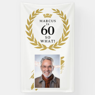 60 Na und Lustiger Lorbeerkranz Foto Geburtstag Banner