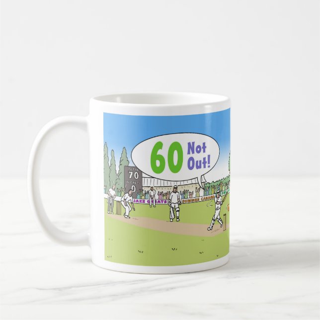 60 Nicht aus Cricket-Thema. 60. Geburtstag Kaffeetasse (Links)