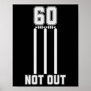 60 Not Out Cricket Trikot 60 Runs Cricket 60. Gebu Poster
