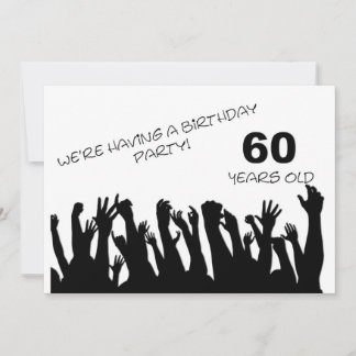 60. Party Einladung mit jubelnden Menschenmassen