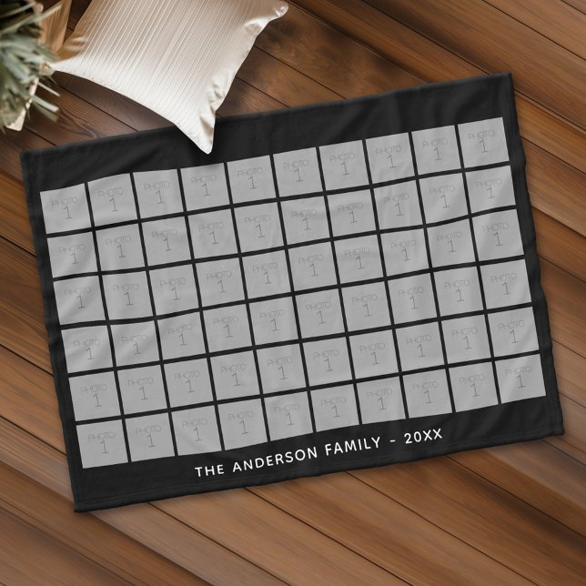 60 Quadrat FotoCollage mit einfachem Text Fleecedecke (Custom Fleece Blanket - Add Photos and Text)