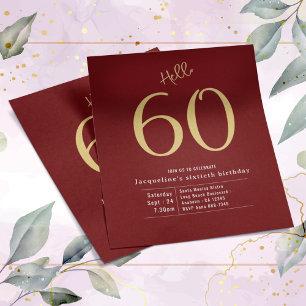 60 Red Gold Budget 60. Geburtstag Einladung Flyer