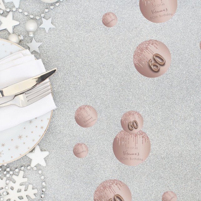 60. Rose Gold Glitzer Rosa Monogramm Konfetti (Von Creator hochgeladen)