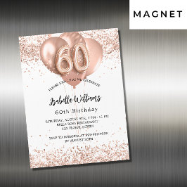 60. Rose Goldballons Weißer Luxus Magneteinladung