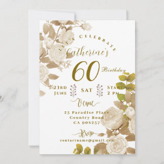 60. Rosen-Garten-Geburtstag Einladung