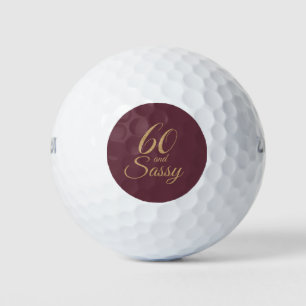 60 Sassy Burgundy Gold Glitzer 60. Geburtstagsgesc Golfball