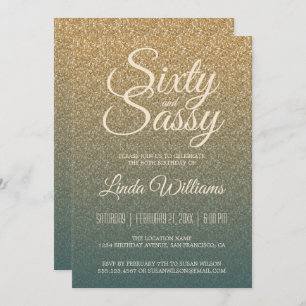 60 Sassy Gold Emerald Ombre 60. Geburtstagsparty Einladung
