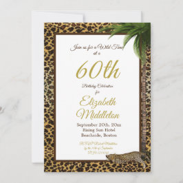 60. Sechzigste Leopard Print Palm Wild Geburtstag Einladung