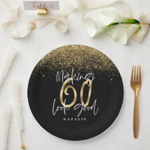60 sehen gut aus Gold Geburtstagsparty Pappteller
