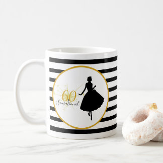 60 & SENSATIONAL 60. Geburtstag Schwarz/Weiß Strei Kaffeetasse