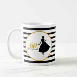 60 & SENSATIONAL 60. Geburtstag Schwarz/Weiß Strei Kaffeetasse