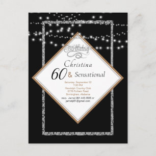 60 & sensationelle LIghts Geburtstagsparty Einladu Postkarte