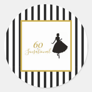 60 & sensationelle schwarze und goldene Geburtstag Runder Aufkleber