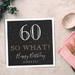 60 So, was Funny Black Elegant 60. Geburtstagspart Serviette<br><div class="desc">60 So, was Funny Zitat Elegant 60. Geburtstagsparty Napkin. Die inspirierende und lustige Zitat 60 so, was ist in modernen weißen und goldenen Farben auf einem schwarzen Hintergrund. Machen Sie Ihre eigene 60. Geburtstagsfeier-Serviette für sie oder für ihn. Personalisieren Sie Ihre Angaben mit Ihrem Namen und Ihrer Altersnummer. Ideal für...</div>