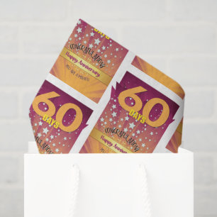 60 Tage nüchternes Jubiläum kühne Zahl Seidenpapier