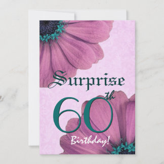 60. Überraschung Geburtstag Pink Daisies Einladung