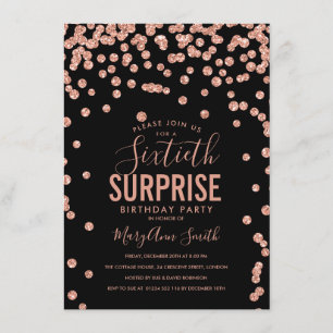 60. Überraschung Geburtstag Rose Gold Black Einladung