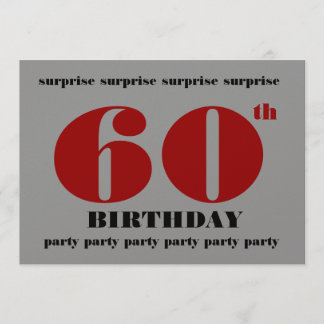 60. ÜBERRASCHUNG Geburtstags-Silber-rotes Einladung