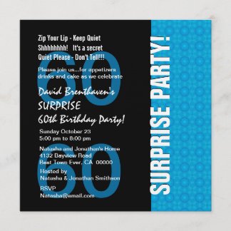 60. Überraschungs-Geburtstags-modernes Türkis-Blau Einladung