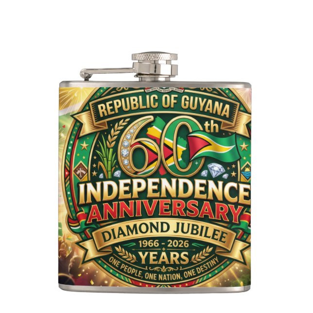 60. Unabhängigkeitstag der Republik Guyana Flachmann (Vorderseite)