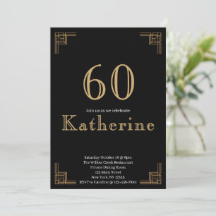 60 und Fabelhaft 60. Geburtstagsfeier Art Deco Fot Einladung