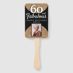 60 und Fabelhaft Gold Glitter 2 Foto 60. Geburtsta Fächer