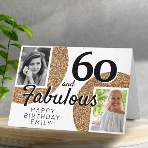 60 und Fabelhaft Gold Glitter 2 Foto 60. Geburtsta Karte