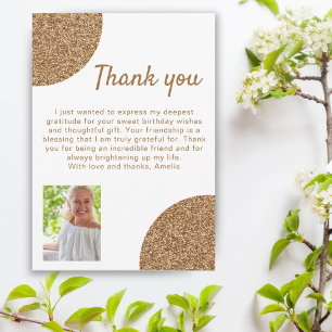 60 und Fabelhaft Gold Glitter Foto 60. Geburtstag Dankeskarte
