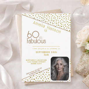 60 und Fabelhaft Gold Glitter Foto 60. Geburtstag Einladung