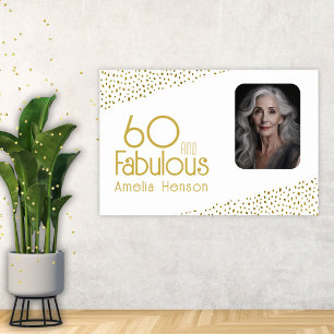 60 und Fabelhaft Gold Glitter Foto 60. Geburtstag Poster