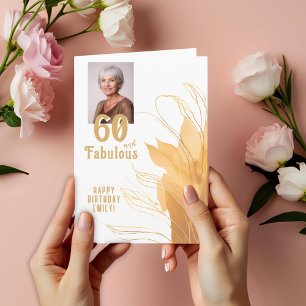 60 und Fabelhaft Goldfolie 60. Geburtstagsfoto Karte