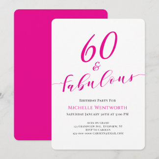 60 und Fabelhaft Sechzigster Geburtstag Hot Pink S Einladung