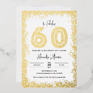 60 und fabelhafte 60. Geburtstagsparty Real Gold Folieneinladung