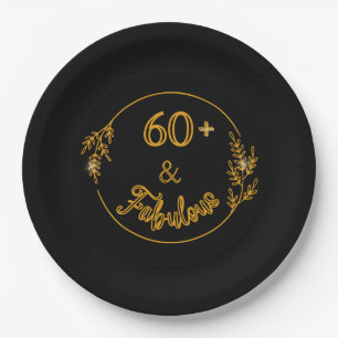 60 und fabelhafte Black and Gold Pappteller
