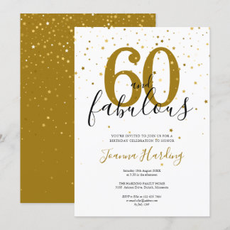 60 und fabelhafte Elegant Gold und Black Birthday Einladung