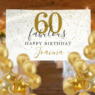 60 und fabelhafte Geburtstag Elegant Gold und Schw Banner