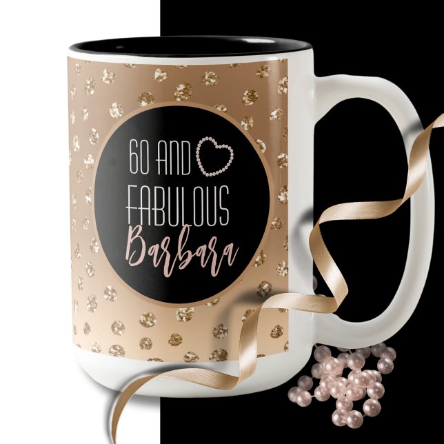 60 und fabelhafte Glam Chic Gold Black Blush Pink Zweifarbige Tasse (Von Creator hochgeladen)