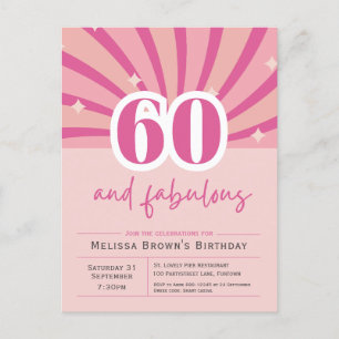 60 und fabelhafte Pink 60. Geburtstagseinladung Postkarte